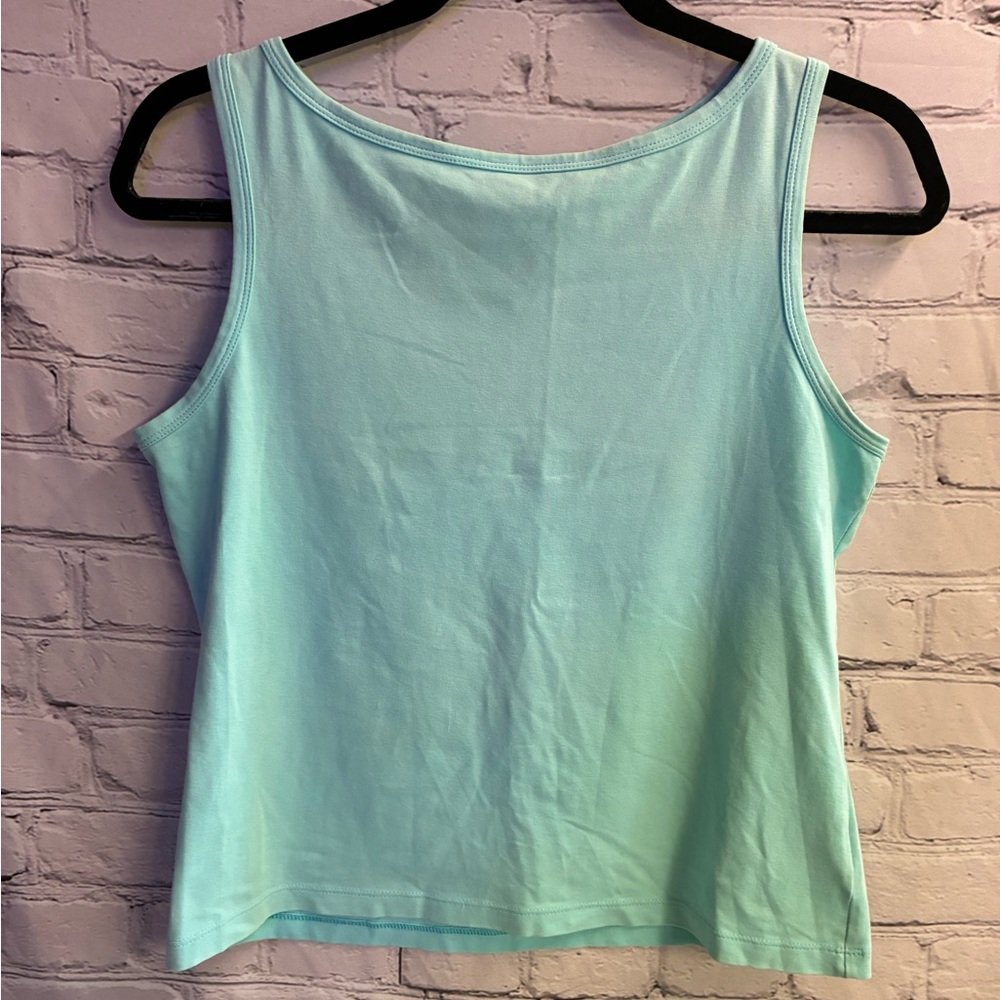 5/$20 Jones New York Sport Petite Boatneck Crop Tank Top Light Teal Women’s Sz S